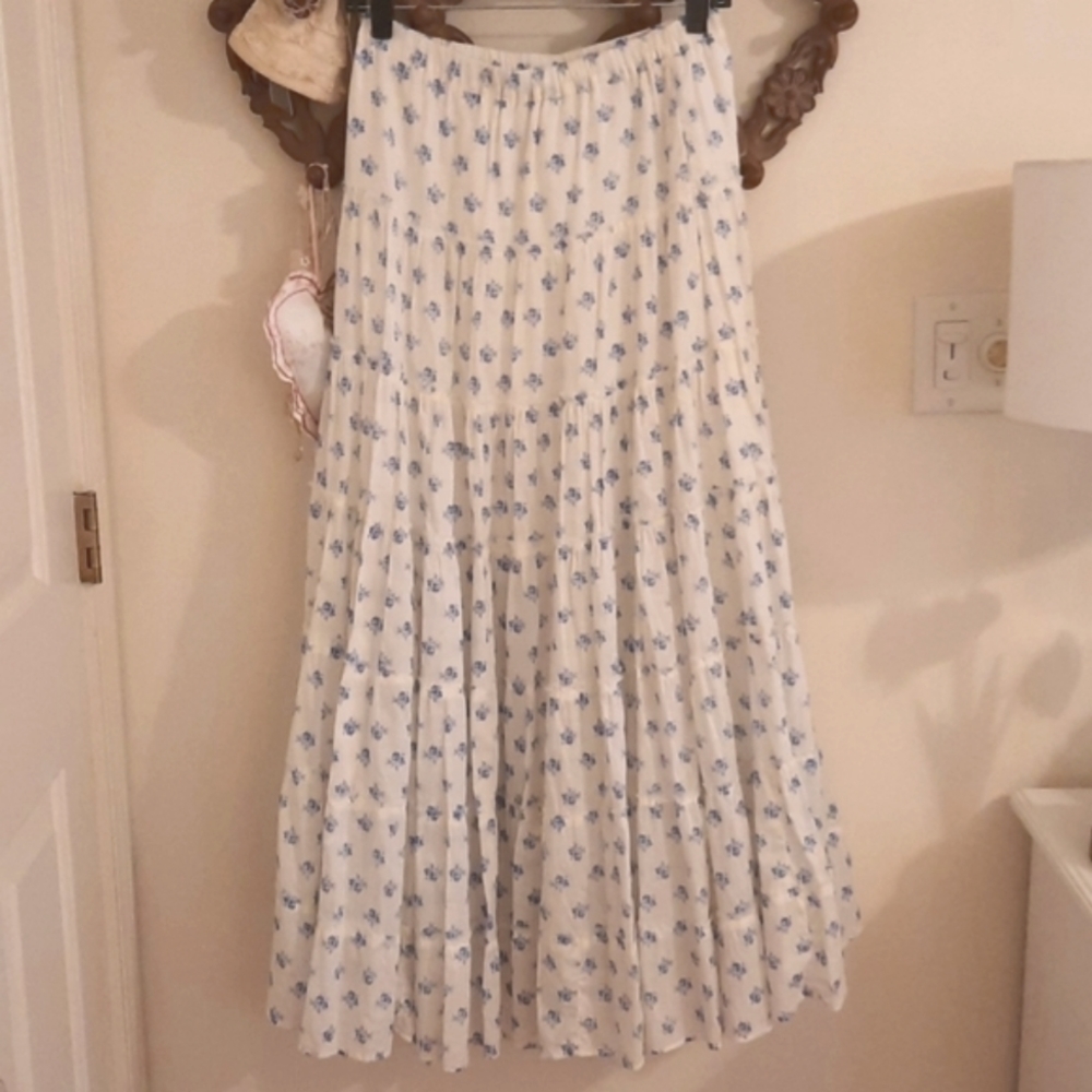 Denim & Supply Ralph Lauren - Floral Blue and White Maxi Skirt